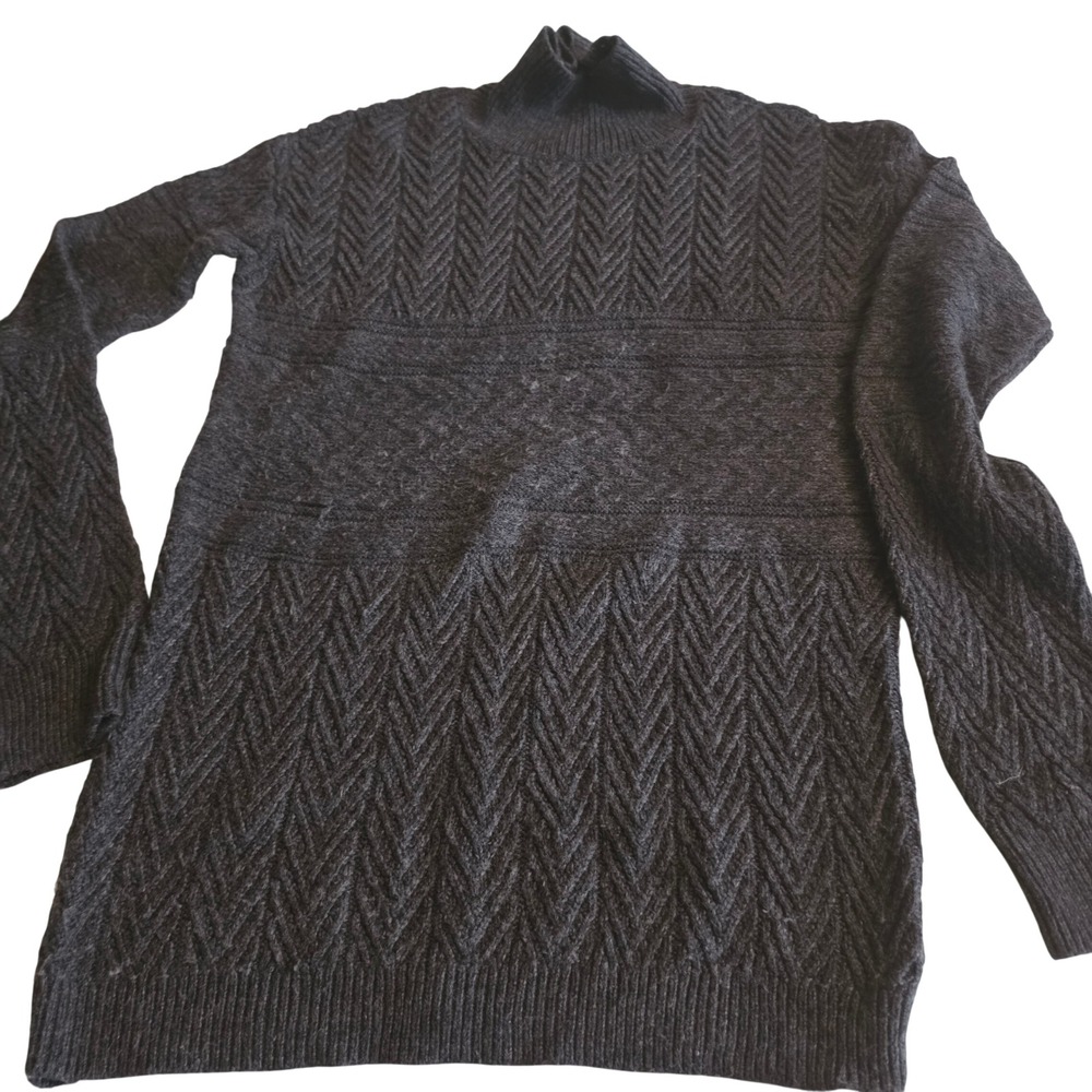 Treasure & Bond Mens Gray Textured Chevron Knit Turtleneck Sweater Size M